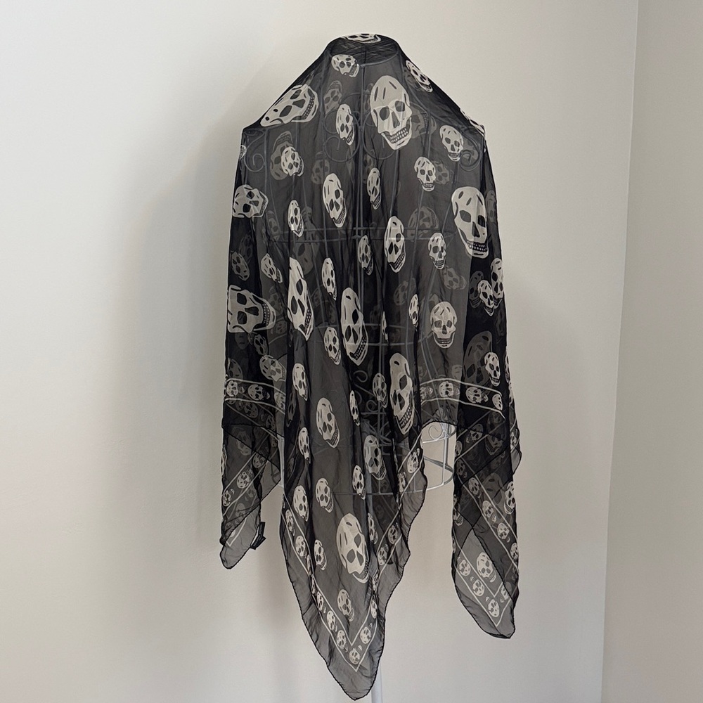 Alexander McQueen Sheer Black and White Skull Wrap